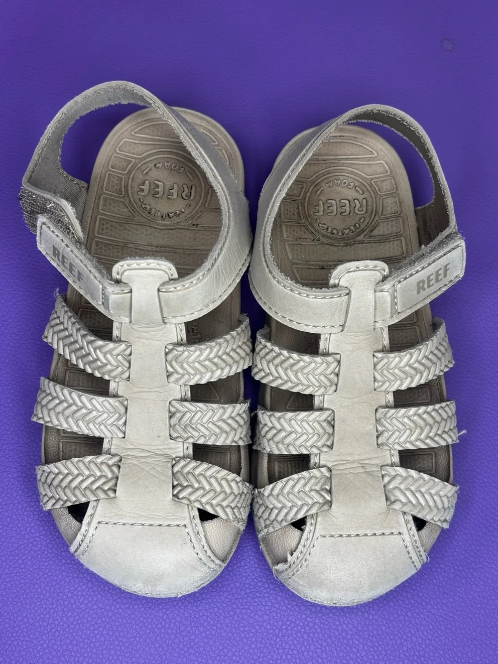 Reef Kids Braided Strappy Fisherman‎ Sandals - Beige Size 10